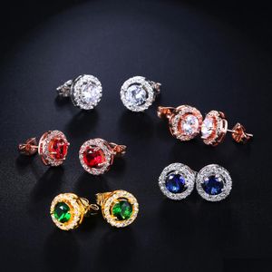 Andra modekristallstudörhängen 12 månader Colorf Birthstone Diamond Earring Men Hip Hop Jewelry for Women Girls Wedding Present Drop Dhxie