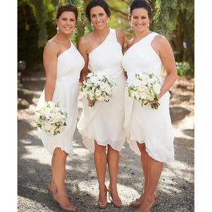 Short Bridesmaid Dresses Chiffon A Line One Shoulder Beach Party Gowns Sexy 2023 Backless Pleats Wedding Guest Prom Dress 328 328