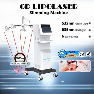 600W 6D Lipolaser Ciało Schotek Lipo zimne lasery Tech Tech Cellulit DESPITACJA 532 635 Red Green Light Machine FDA CE