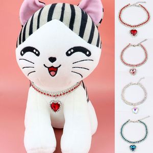 Diy bonito colar de luxo para animais de estimação amor pingente suprimentos para animais de estimação amor cristal colar de luxo gatinho colar de gato