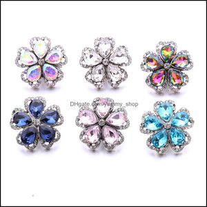 Other Rhinestone Hearts Snap Button Jewelry Components 18Mm Metal Flower Snaps Buttons Fit Bracelet Bangle Noosa B1205 D Dhseller2010 Dh62J