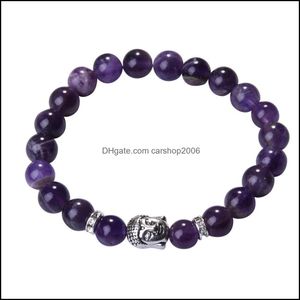 Perlenstränge 8mm Buddha Perlen Armbänder Armreifen Naturstein Charme für Frauen und Männer Schmuck Bracciali Lava Pseiras Drop Lieferung Dhm6S