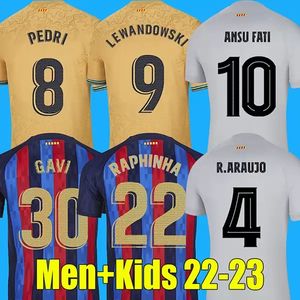 22 23 Pedri Gavi Soccer Jersey Fc Ferran Camiseta de Futbol Auba Top Thail Quality 2022 2023 Ansu Fati Jong Memphis Barcelona Lewandowski Men Player
