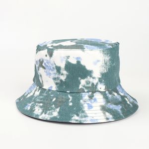 Ny utomhus tie-dye fiskare hattar personlighet kvinnors dubbelsidiga hatt europeiska mäns UV-skydd Panama Beach Carnival Street Tide Spela Sun Hat