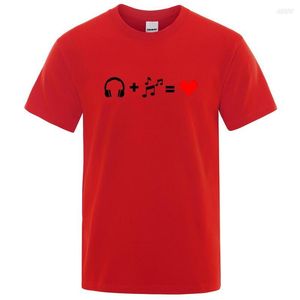 Erkek Tişörtleri Erkek Kulaklıklar Plus Müzik Eşitlere Eşitlere Eşittir Erkek Nefes Alabaş Tshirts Moda O boyun çizgi filmleri pamuk üstleri