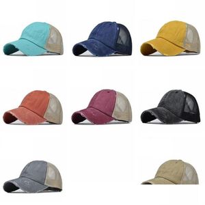 Tappi a sfera lavati per berretto da baseball donne cappelli coda di cavallo Snapbacks Snapbacks Girl Mash Cappelli regolabili Sunhat Sunhats Somma Spring Dhydp