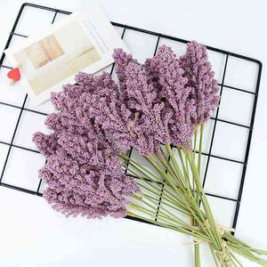 Finto verde floreale 6pcsbundle pe lavanda fiore artificiale per casa decorazione per bouquet per matrimoni natalizi natalizi finti accessori vasi fai -da -te j220906