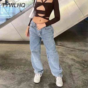 Jeans femininos Low Rise Women Baggy 2021 New Fashion Straight Ponts Y2K Denim Troushers Blue Vintage Mom solta cintura T220908