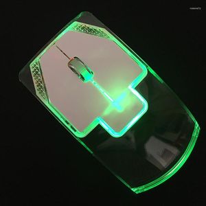 マウス透明なカラフルな光るマウス2.4Gワイヤレス人間工学光学コンピューターゲームサイレントサイレント