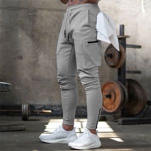 Herrbyxor joggers m￤n streetwear byxor flera dragkedja fickor muskel m￤n byxor svettbyxor tr￤ning 20ck19 220907