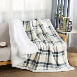 Koce King size termiczne klasyczne siatki sofa rzut koc 3D kratki kanapa sherpa łóżko okładka zimowa dywan na drzemka