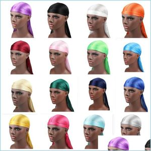 Beanie/Skull Caps Mens Durag Satin Durags Caps Bandana Turban Wigs Men Silky Headwear Pirate Hat Hats Hair Accessories Fashi Lulubaby Dhbfo