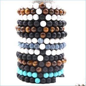 Charm armband naturliga lava stenarmband 7 chakra yoga p￤rlor eterisk olja diffuser armband handgjorda handstr￤ngar b dhseller2010 dh1vx