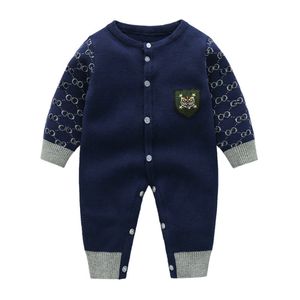 kids Designer autumn winter newborn thick sweater Rompers baby boy girl summer top quality Long sleeve cotton clothes 1-2 years old Jumpsuits