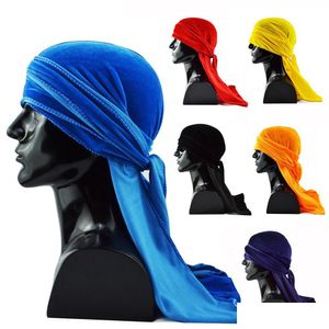 Beanie/Skull Caps Long Tail Turban Cap Womens Hat Mens Caps Woman Man Pirate Hats Male Female Durag Headwraps Headwear Hair Accessori Dheco