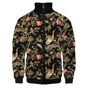 Men's Jackets 2022 Spring Autumn Fashion Cool 3d Digital Printing Men's Casual Flower Bird O Neck Long Sleeve Coats Tops M-5XL