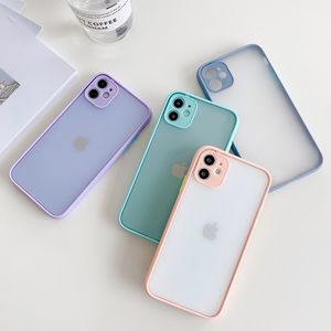 iPhone 14 Pro Max 13 Mini 12 11 XS XR X 8 7 Plus SE 2 in 1キャンディレンズカメラショックプルーフマットフロストハードカバーシリコンアーマー