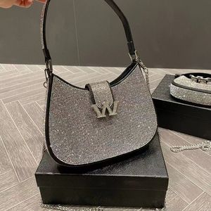 Diamond Women Shoulder Bag Crystal Handbags Summer Fashion Underarm Purses Luxury Totes Bling Nylon Högkvalitativ klassisk glänsande handväska