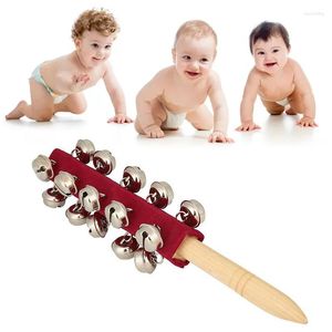 Party Supplies 1PC Sleigh Bells Stick Wooden Hand Held With 21 Christmas Metal Jingles Ball Percussion Musical Instrument Decorations