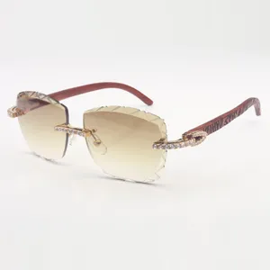 Endless diamond Sunglasses 3524028 with Natural tiger wood legs and 58mm Cut Lens Thickness 3.0mm