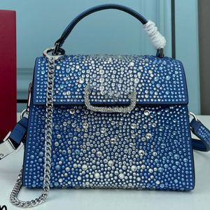 Diamante Tote Bag Crossbody Bag Chain Handbags Purse Flap Wallet Detachable Shoulder Strap Soft Sheep Leather Lining Magnetic Buckle High Quality