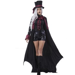 Vampire Fancy Robe achat en gros de Lady Black Vampire Count Costume Gothic Evil Soul Long Bat M manteau jeu Cosplay Fancy Party Dress Carnival Halloween H065