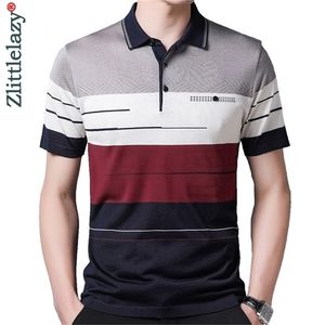 Marka koszulka z krótkim rękawem Polo Tee Men Casual Summer Striped Męskie odzież Polos koszule męskie moda szczupła dopasowanie Poloshirt 722 220906