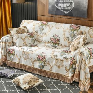 Tampas de cadeira Capas de sofá de luxo europeias Tampa de sofá 1 2 3 4 quartos borras de chenille toalhas seccionais Jacquard Floral Reclinner Slip 220906