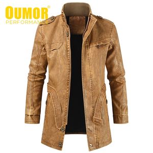 Couro masculino falso oumor inverno casual longo grosso velo jaqueta parkas roupa quente vintage bolsos casaco 220907