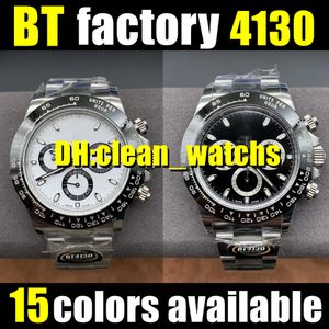 BT Factory Mens Watch 40-12.2mm 4130 W pełni automatyczny mechaniczny ruch czasu najwyższej jakości świecące w ciemności wodoodporne