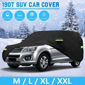 Autohoezen 190T Universele Suv Volledige Autohoes Winter Sneeuw Waterdicht Zonnebrandcrème Kras Stofdichte Hoes Outdoor Auto Beschermhoes J220907