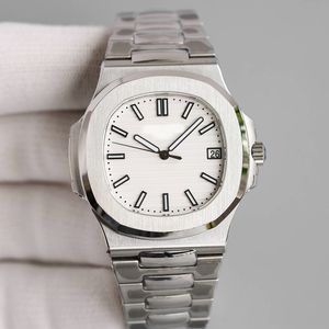 Men's sports watch silver white dial 40mm sapphire crystal glass luminous three-dimensional time mark stainless steel Montreal de luxe folding buckle