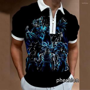 Polos masculinos phechion moda camisa masculina super anime dbz 3d impressão de manga curta lapes slim slim fit z08