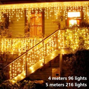 Saiten 5M Outdoor Weihnachten Licht String Droop 0,6-0,8m Led Girlande Vorhang Eiszapfen Lampe Urlaub Fenster Tür für Home Dekoration