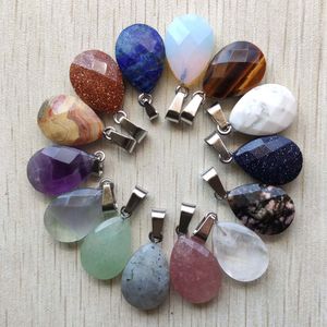 Fashion Assorted Natural Stone Section Water Drop Charm Pendants for Jewelry Accessories Making Wholesale