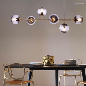 Kolye lambaları Nordic Tasarımcı Altın Siyah Lüks Işıklar Oturma Odası Dekorasyon Duman Gri Cam Lamba Yatak Odası Aydınlatma Armatürleri