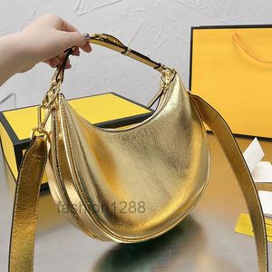 Designer-Taschen Plain Crescent Handtasche Half Moon Bag Cluth Bottom Metall Brief Echtes Leder Reißverschluss Abnehmbarer Riemen Hand Wristlet Ba