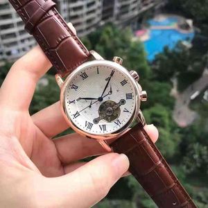 Orologio da uomo d'affari splendido movimento domestico meccanico con cinturino in acciaio con fondo cavo cavo dritto