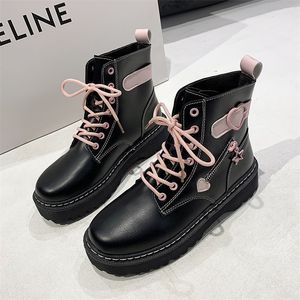 Boots Autumn Winter Women Cute Pink Love High Top Lolita Boots Female Student Kawaii Platform JK Japanese Casual Shoes