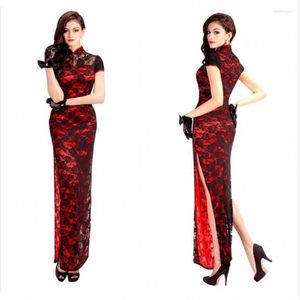 Vestuário étnico Sexy Mulher Chinês Cheongsam Elegante Renda Tradicional Qipao Ano Festa Noturna Oriental Vintage Dividido Vestido de Noiva