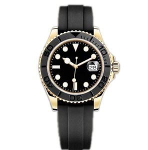 Роскошные наручные часы Резиновые мужские часы 40 -мм черные циферблаты мастер автоматические механические часы сапфировые стеклянные классические складные ремешки Супер светящиеся водонепроницаемые