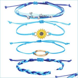 Outras pulseiras de pulseiras ajustáveis ​​pulseiras de corda mtilayer bracelete artesanal DIY Bangle para mulheres jóias de moda q541fz gota d dhmgh