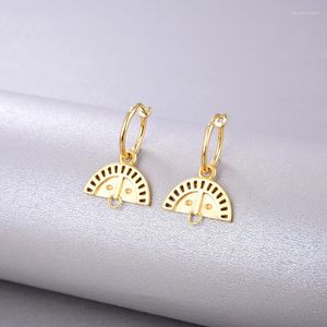 Hoop Earrings CMajor Sterling Silver Fine Jewelry S925 Plated 18k Gold Small Circle Fan Shape Color For Women