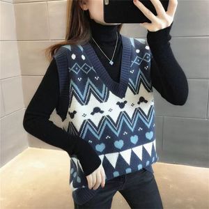Damen Sweateves Sanfter Stil Liebe Jacquard Kontrastfarbe Strickjacke Herbst Koreanische Version All-Match-Pullover