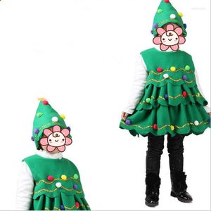 Girl Dresses Green Christmas Tree Costume For Girls Kids Clothes Carnival Cosplay Clothing Fancy Dress Party Supplies Children