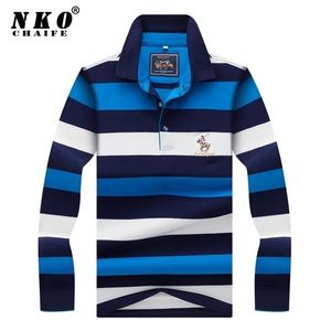 Polos męski Chaifenko moda 3D Haft Stripe Długie rękaw Koszulka Wysokiej jakości koszule biznesowe Slim Casual Top Tees 220908