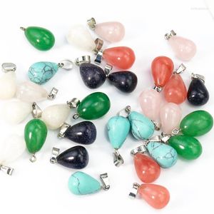 Pendant Necklaces Natural Semi-precious Stone Water Drop Dangle Mineral Crystal Quartz DIY Necklace Earring Making Woman Jewelry Part