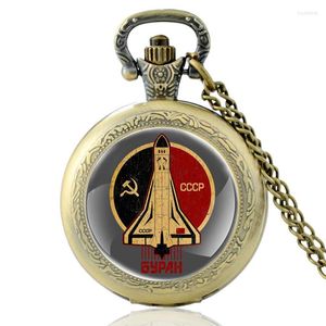 Taschenuhren Retro CCCP The Space Shuttle Buran Glas Cabochon Quarzuhr Vintage Männer Frauen Anhänger Halskette Geschenke