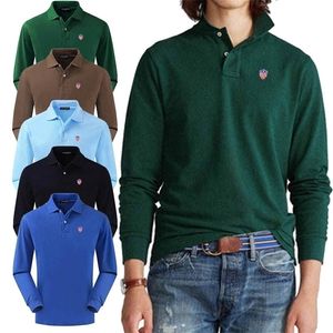 Men's Polos Spring and Autumn 100% Pure Cotton High Quality Long Sleeve Casual Shirt Fashion Lapel Golf Sports Pullover Top 220908