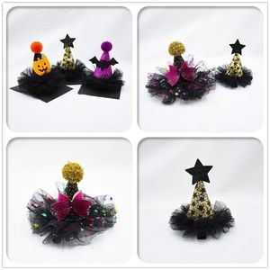 Acessórios para o cabelo boutique de atacado 12pcs moda glitter star pom hat pins bow abanckin bat clipes halloween party 220908